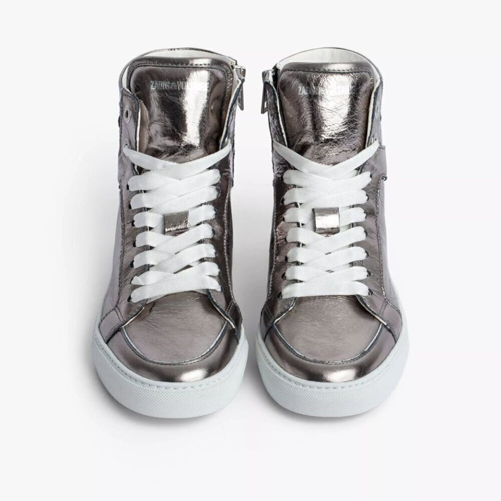 Zadig & Voltaire | High Flash Metallic High Top Sneakers - Picture 3 of 8